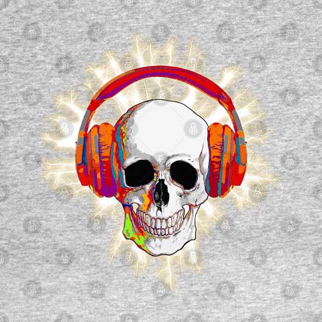 Skull with headphones, music, cool, colorfull by Collagedream